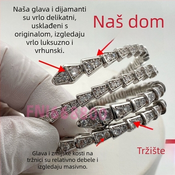 Zmijska narukvica s otvorenim dizajnom, Materijal: V gold; Obrada: Dijamant; Težina: 16.5; Sezona: proljeće 2025