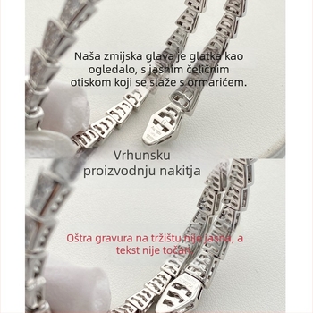 Zmijska narukvica s otvorenim dizajnom, Materijal: V gold; Obrada: Dijamant; Težina: 16.5; Sezona: proljeće 2025