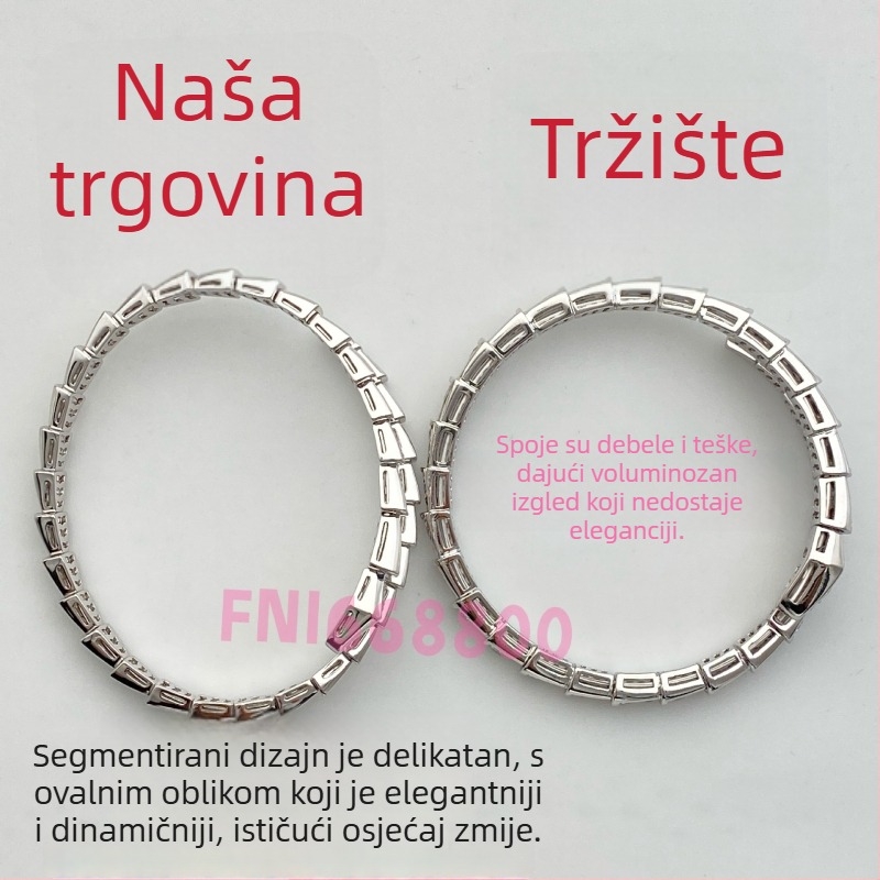 Zmijska narukvica s otvorenim dizajnom, Materijal: V gold; Obrada: Dijamant; Težina: 16.5; Sezona: proljeće 2025