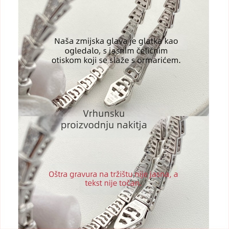 Zmijska narukvica s otvorenim dizajnom, Materijal: V gold; Obrada: Dijamant; Težina: 16.5; Sezona: proljeće 2025