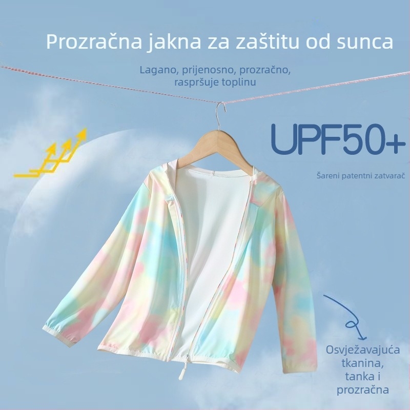 UPF50+ Dječja lagana prozračna jakna za sunčevu zaštitu, ljeto, unisex, Ice Silk podstava, za vanjsku upotrebu