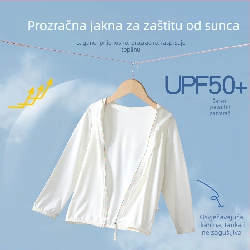 UPF50+ Dječja lagana prozračna jakna za sunčevu zaštitu, ljeto, unisex, Ice Silk podstava, za vanjsku upotrebu