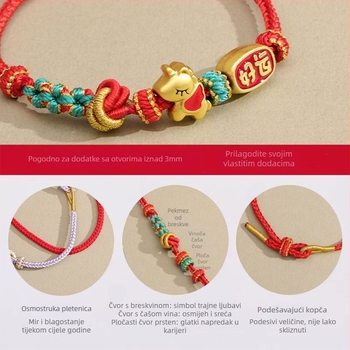 DIY pleteni narukvica od užeta, etnički stil, unisex, ručno pletena, Zima 2025