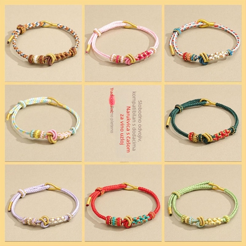 DIY pleteni narukvica od užeta, etnički stil, unisex, ručno pletena, Zima 2025