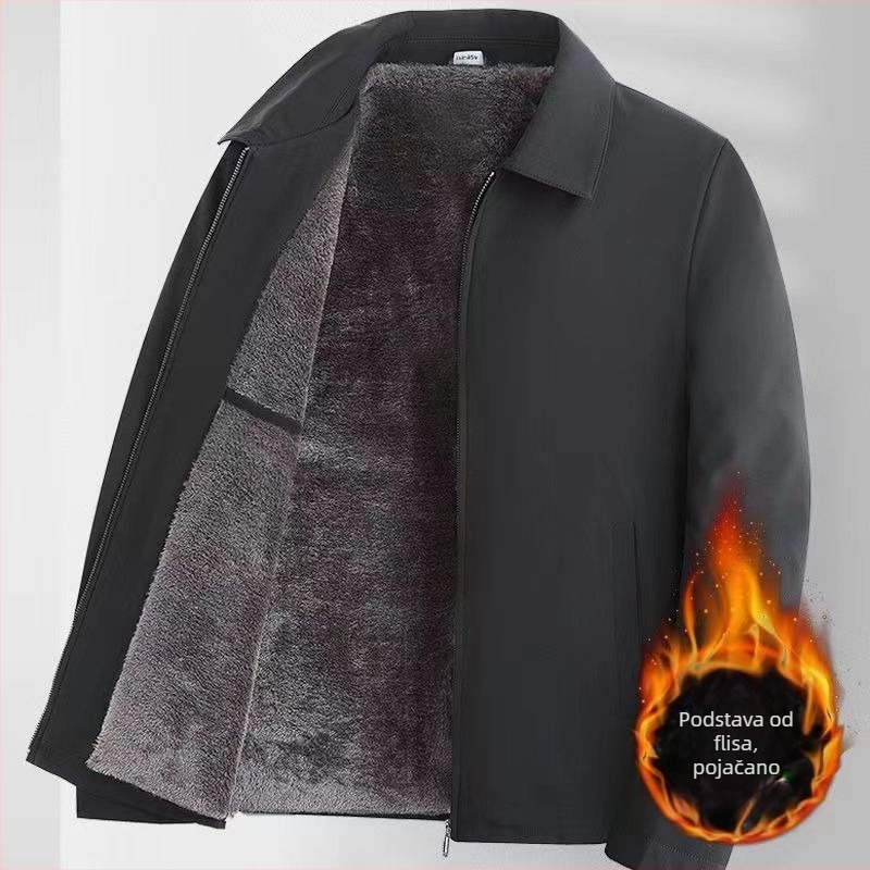 Kaput srednje duljine, s fleec podstavom, s kosim zatvaračem, s ovratnikom tipa sako, s kaišem, za zimu