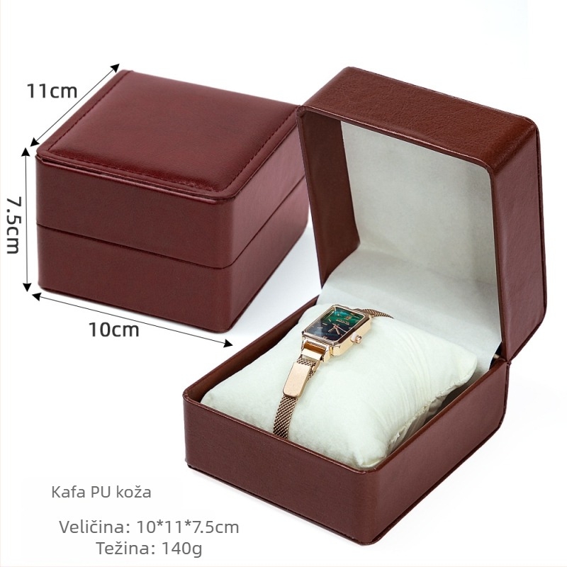 Kutija za satove WH24 – PU koža s baršunastom unutrašnjošću; vruće otiskivanje, srebrno otiskivanje i šivanje; pakiranje za darove i nakit