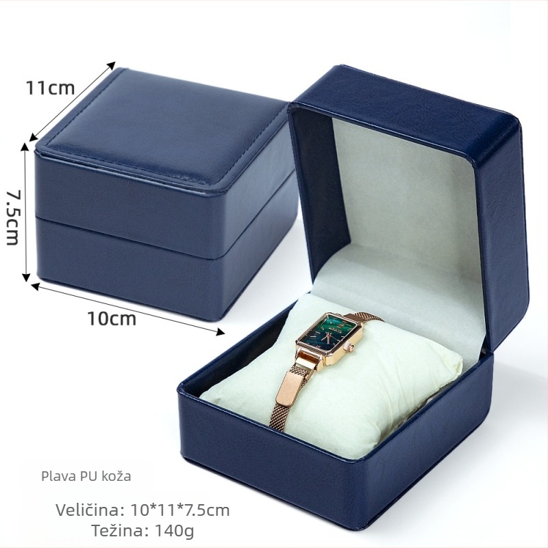 Kutija za satove WH24 – PU koža s baršunastom unutrašnjošću; vruće otiskivanje, srebrno otiskivanje i šivanje; pakiranje za darove i nakit