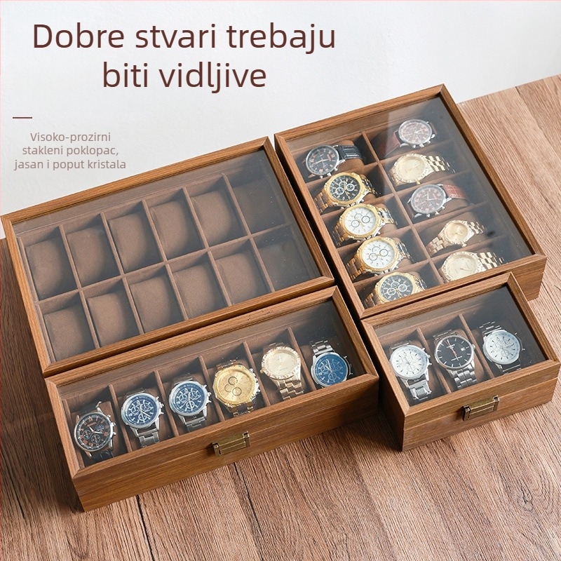 Drvena kutija za satove, kineski stil, drveni uzorak, tvrdi kućište