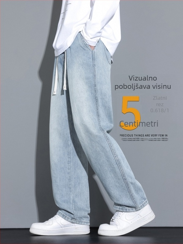 Muške traperice od denima, proljeće 2025, ležerni ravni kroj, američki stil casual hlače
