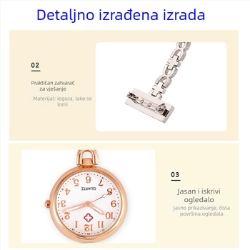 Džepni sat za medicinske sestre — kvarcni mehanizam, svjetleće kazaljke, ženski stil, sladak dizajn za studentice, kućište od cinkove legure