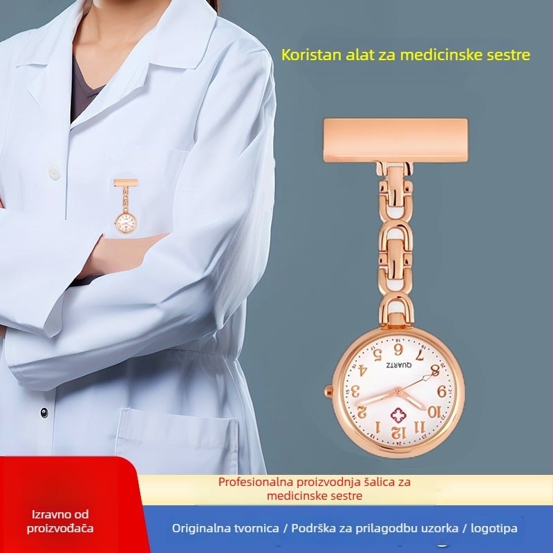 Džepni sat za medicinske sestre — kvarcni mehanizam, svjetleće kazaljke, ženski stil, sladak dizajn za studentice, kućište od cinkove legure