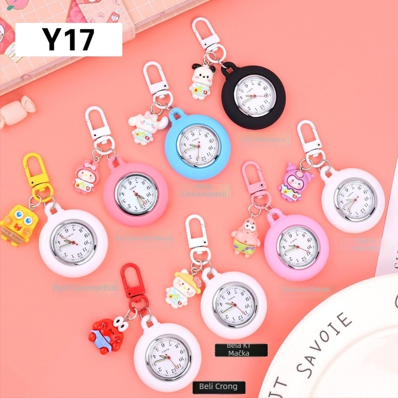 Džepni sat za medicinske sestre – svjetleći u mraku crtani stil, kvarcni mehanizam, okrugli brojčanik