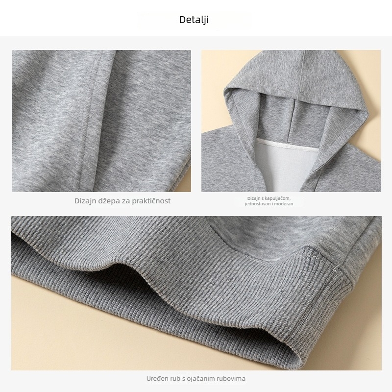 Ženska hoodies jakna s kapuljom za jesen i zimu, slobodan kroj, džepovi, udoban svakodnevni stil