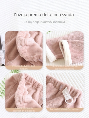 Trudničarske pidžama hlače s toplim koralnim flisom, podrška trbuha, opušten kroj, poliester 95%+, Zima 2024