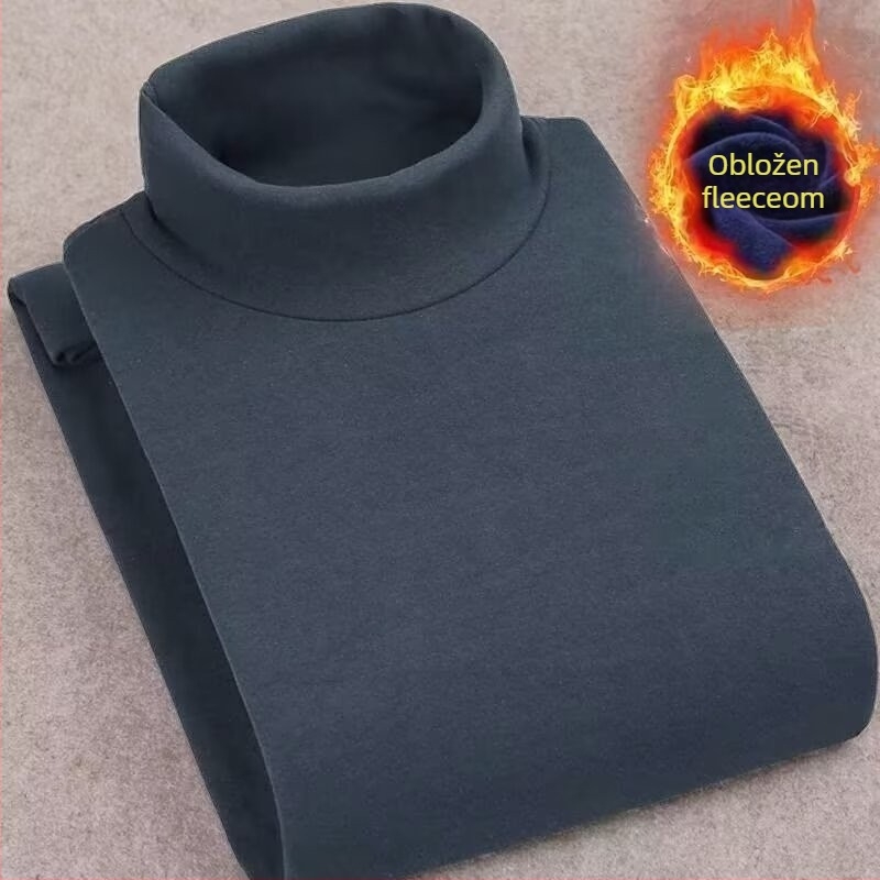 Muška dugačkih rukava T‑majica, jednostavan dizajn; Ovratnik: visok; Rukavi: dugi; Podstava: fleece; Materijal: acetat vlakna (Sezona: zima)
