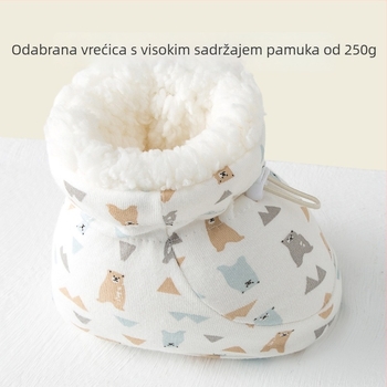 Cipele za učenje hodanja za bebe 1–3 godine, mekani potplat, elastični kaiš, gornji dio od 100% pamuka, karikaturni uzorak, debeli potplat