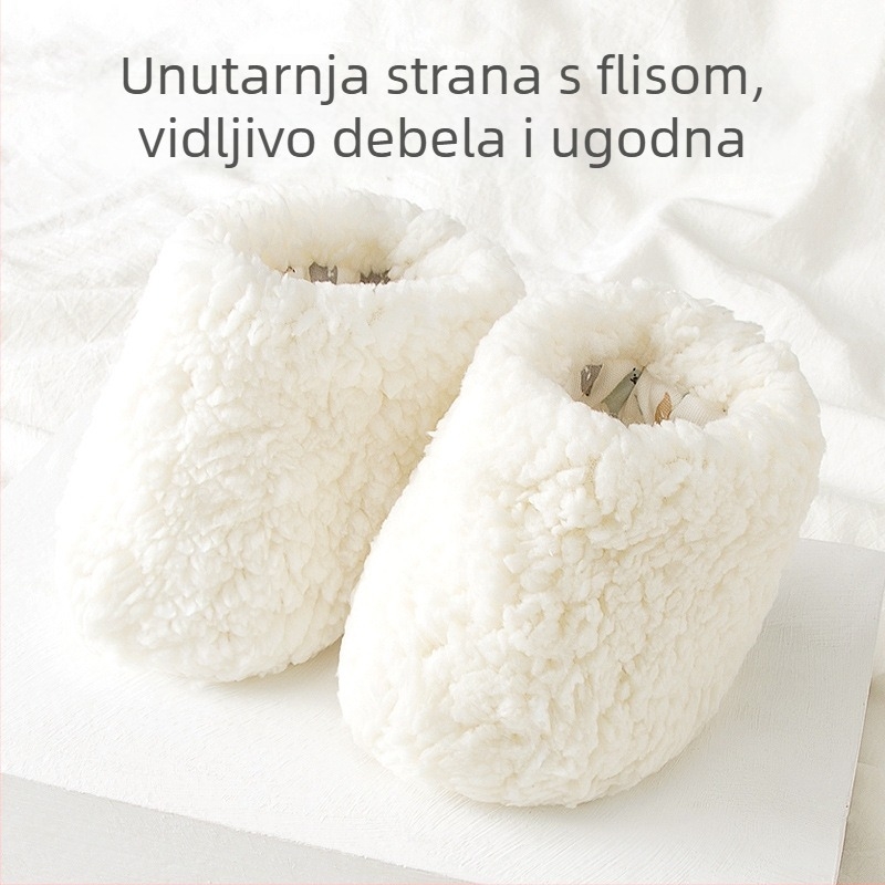 Cipele za učenje hodanja za bebe 1–3 godine, mekani potplat, elastični kaiš, gornji dio od 100% pamuka, karikaturni uzorak, debeli potplat