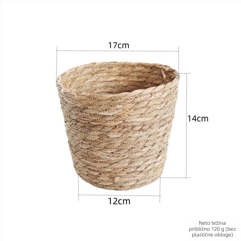Saksija za cvijeće od slame, ručno tkana, pastoralnog stila, kućni dekor za stol ili pod, biološki razgradivo