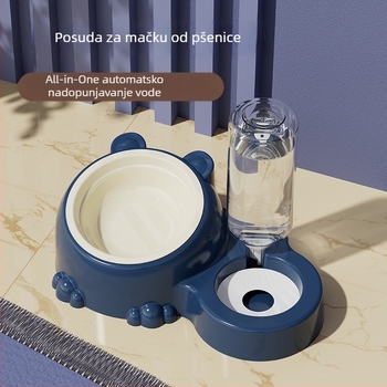 Dvije posude od nehrđajućeg čelika za mačke – hrana i voda