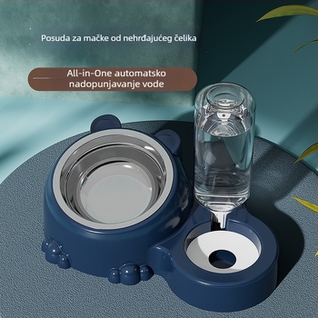 Dvije posude od nehrđajućeg čelika za mačke – hrana i voda