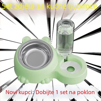 Dvije posude od nehrđajućeg čelika za mačke – hrana i voda