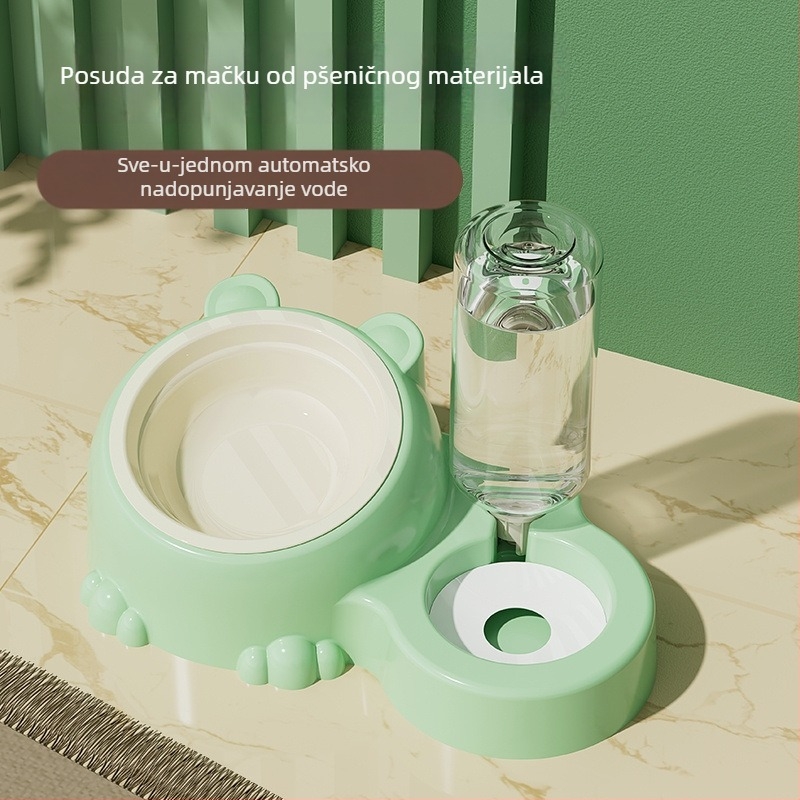 Dvije posude od nehrđajućeg čelika za mačke – hrana i voda