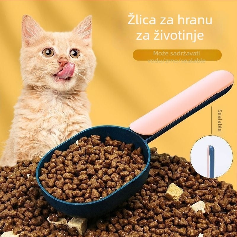Žlička za hranu mačaka s klipom za zatvaranje, merna žlica od PP plastike, marka Friendly