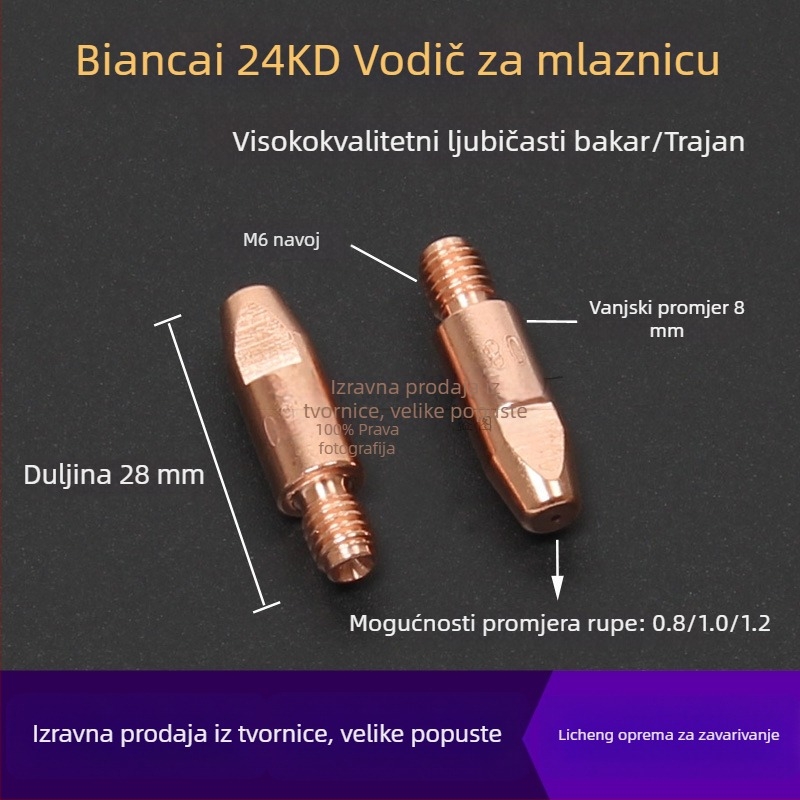 Pribor za zavarivanje uz zaštitu plinova: zaštitna mlaznica, pokrov mlaznice, sjedište spojne šipke mlaznice, koljeno priključka; bakreno premazivanje; zavarivanje različitih metala