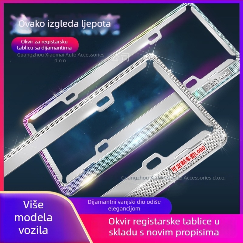 Okvir za registarsku pločicu s rupama za vijke, cinkasta legura, univerzalni stil, za većinu modela, Lai Yi marka