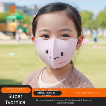 Dječja 3D maska s dizajnom medvjeda, zimska i otporna na vjetar, s trakom za uši, UPF50+ UV zaštita, Derong materijal, za uzrast 3–10 godina