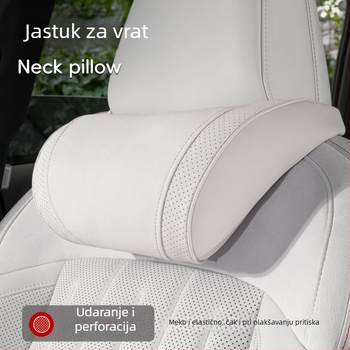 Auto jastuk za glavu s podrškom za vratni dio, Whale marka, vanjski materijal jahtni velur, punjenje cloud cotton, uzorak logotipa marke, univerzalno za sve automobile, pogodno za sve sezone