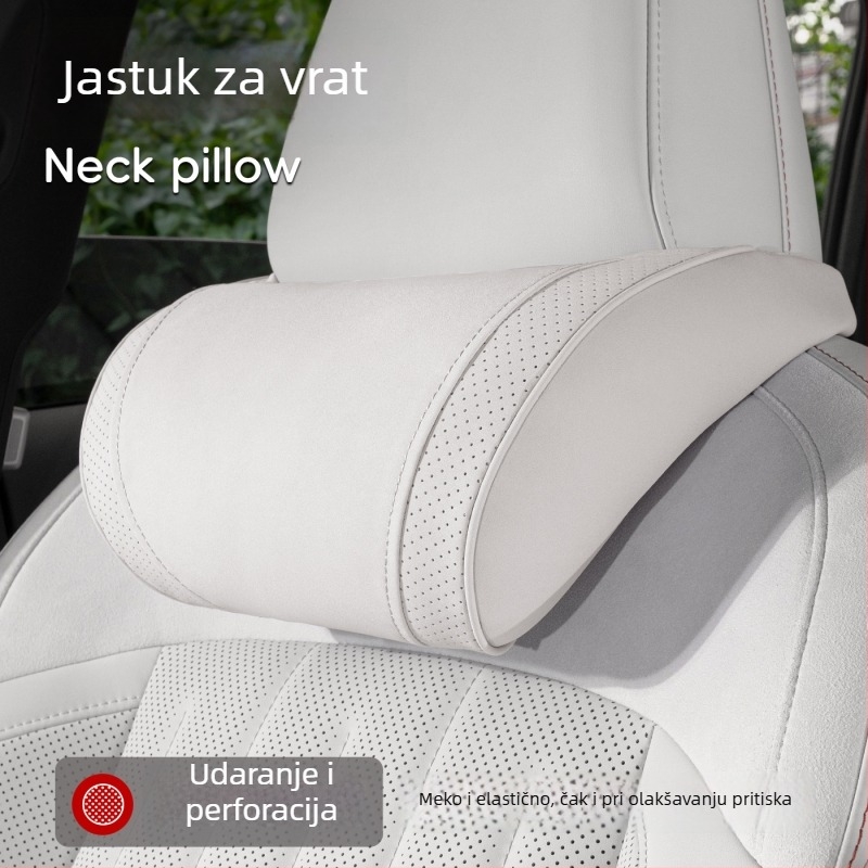 Auto jastuk za glavu s podrškom za vratni dio, Whale marka, vanjski materijal jahtni velur, punjenje cloud cotton, uzorak logotipa marke, univerzalno za sve automobile, pogodno za sve sezone