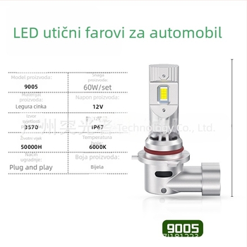 TGZ LED prednja svjetla za auto H1/H3/H4/H7/H11 9005/9006, 3570 žarulja, 6000K, 46–60W, IP67, visoki i niski snop, Plug-and-Play