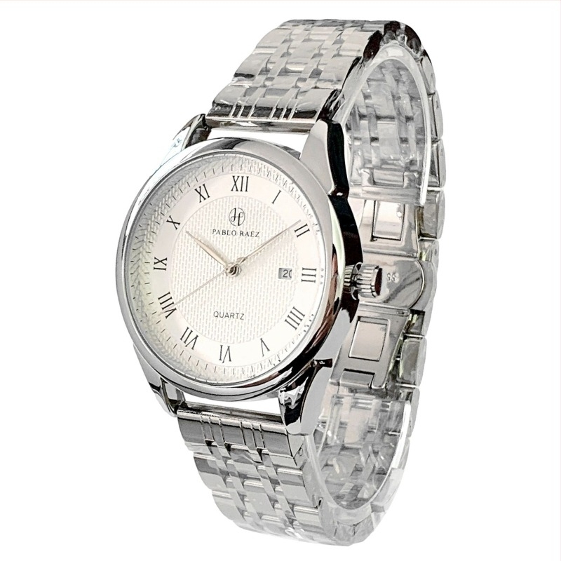 Pablo Raez muški kvarcni sat, kućište i remen od nehrđajućeg čelika, kalendar, vodootpornost 30M, prilagodljiv