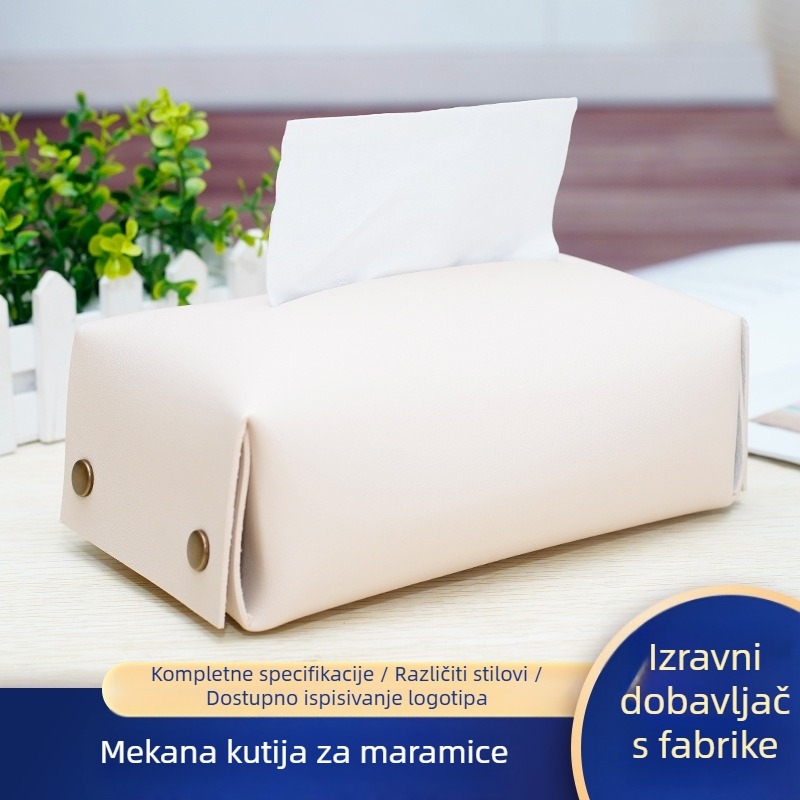 Kutija za papirnate maramice od PU kože – kvadratnog oblika, ploča visoke gustoće, uklonjive maramice, višestruka namjena, moderan minimalistički dizajn