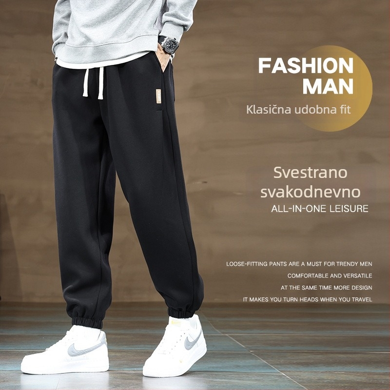 Casual hlače, udoban široki kroj, flis podstava, pamuk materijal, visok struk