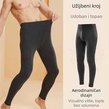 Muške termalne hlače s ravnim krojem, srednji pojas, pamukasto tkivo, mikroelastičnost