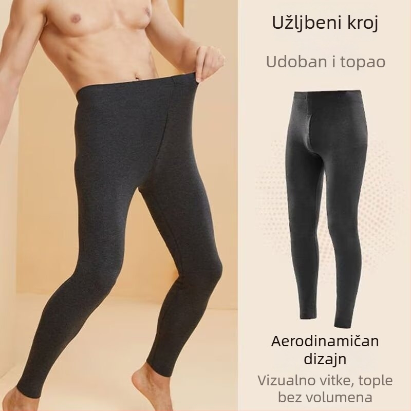 Muške termalne hlače s ravnim krojem, srednji pojas, pamukasto tkivo, mikroelastičnost