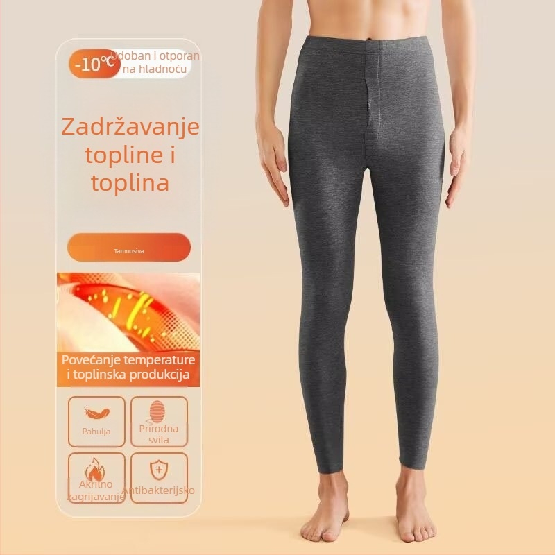 Muške termalne hlače s ravnim krojem, srednji pojas, pamukasto tkivo, mikroelastičnost