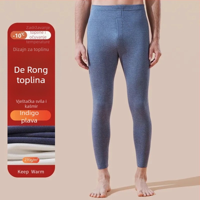 Muške termalne hlače s ravnim krojem, srednji pojas, pamukasto tkivo, mikroelastičnost