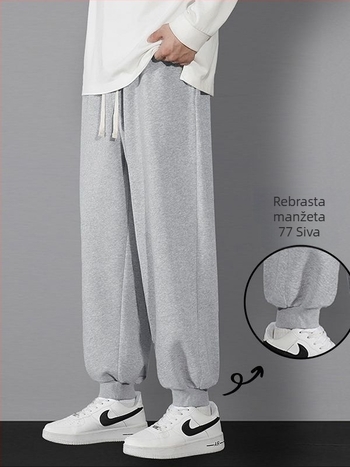 Muške zimske hlače s flecom, širokog kroja, cargo stil, casual dugačke hlače