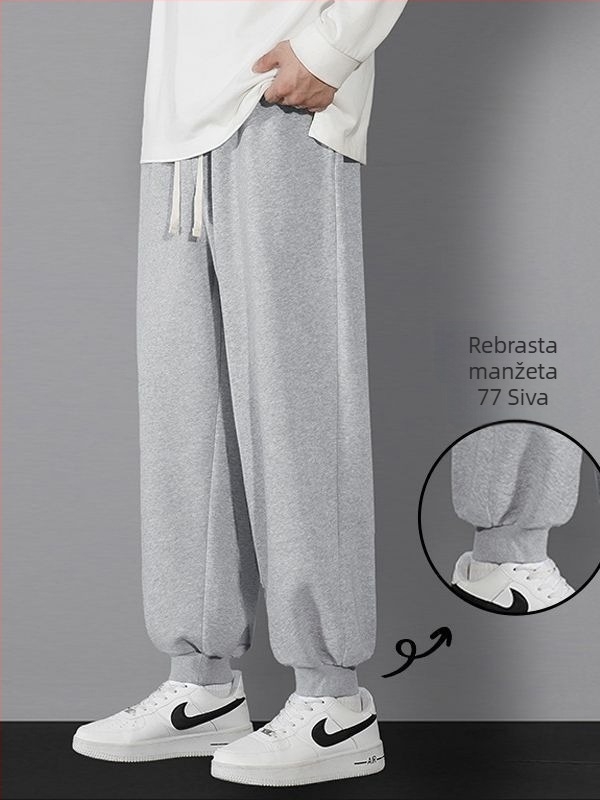 Muške zimske hlače s flecom, širokog kroja, cargo stil, casual dugačke hlače