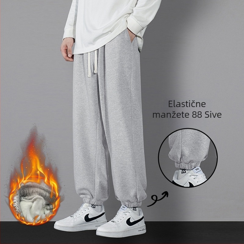 Muške zimske hlače s flecom, širokog kroja, cargo stil, casual dugačke hlače