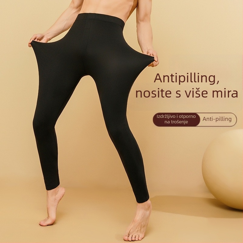 Unisex termo hlače od poliestera s flis podstavom, bezšivne, debele tkanine 251–300 g/m², dizajn za podizanje zadnjice, za jesen i zimu
