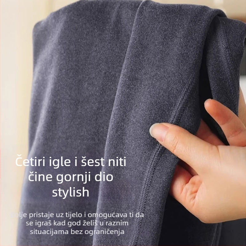 Unisex termo hlače od poliestera s flis podstavom, bezšivne, debele tkanine 251–300 g/m², dizajn za podizanje zadnjice, za jesen i zimu