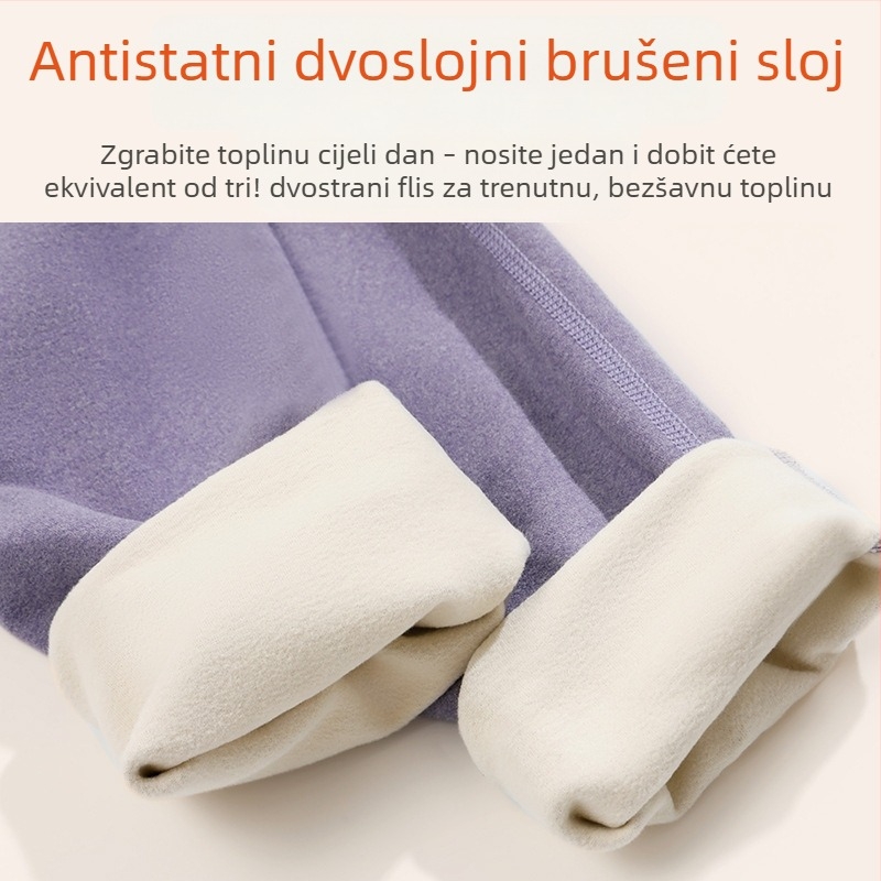 Unisex termo hlače od poliestera s flis podstavom, bezšivne, debele tkanine 251–300 g/m², dizajn za podizanje zadnjice, za jesen i zimu