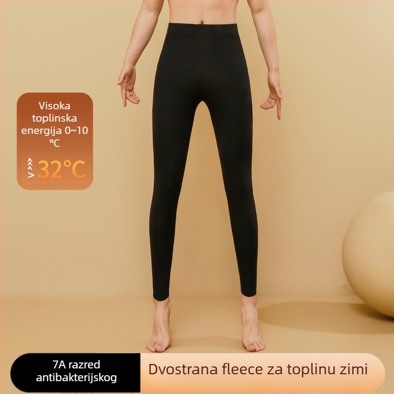 Unisex termo hlače od poliestera s flis podstavom, bezšivne, debele tkanine 251–300 g/m², dizajn za podizanje zadnjice, za jesen i zimu