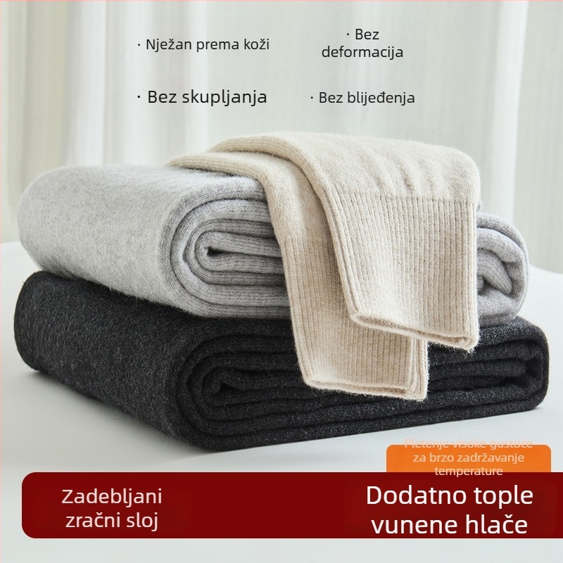 100% australska vuna termalne donje hlače s visokim strukom, debele za toplinu – zima 2025
