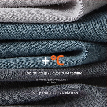 Muške termalne hlače od čistog pamuka, visoki struk, odvlačenje vlage i generiranje topline, bazni sloj za hladno vrijeme