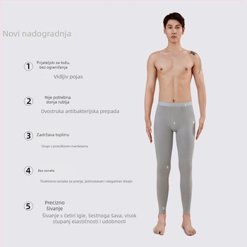 Muške termalne hlače od čistog pamuka, visoki struk, odvlačenje vlage i generiranje topline, bazni sloj za hladno vrijeme